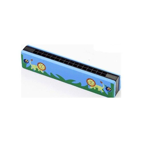 Instrument de musique jouet,Blue lion--Harmonica en bois à 16 trous ...