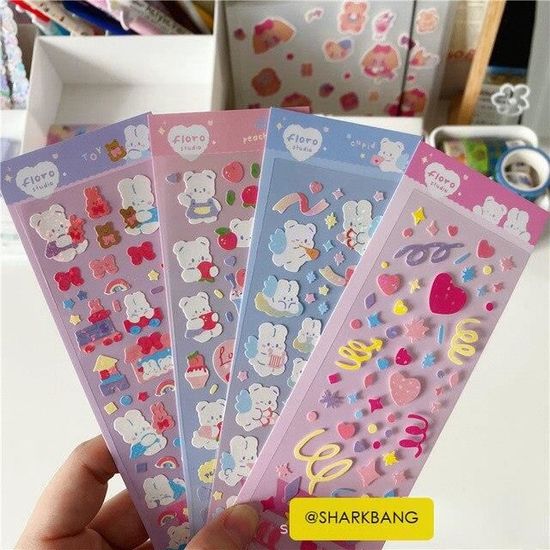 CAHIER,4pcs sticker set-A5--autocollants à feuilles mobiles A5, cartes ...