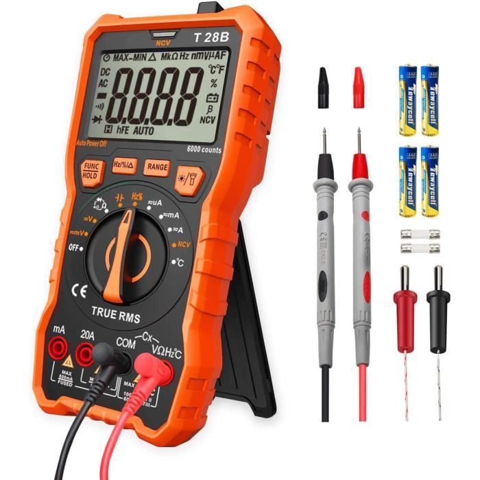 Multimètre Numérique Professionnel MESTEK TRMS - Testeur électrique Tension Courant, Neuf, Couleur Noir