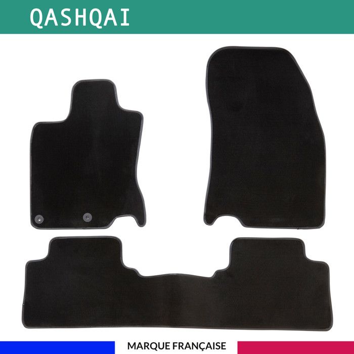 Tapis de voiture - Sur Mesure pour QASHQAÏ (2013 - 2021) - 3 pièces - Tapis de sol antidérapant pour automobile