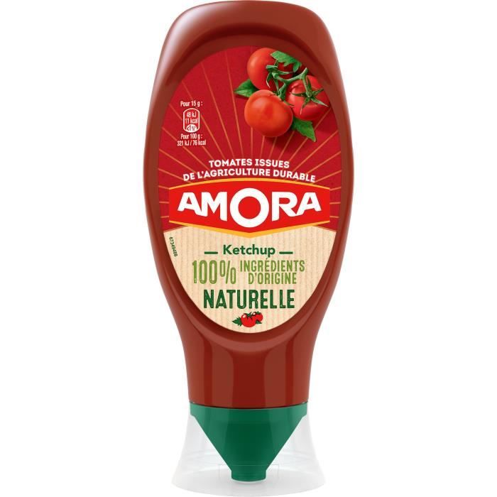 AMORA Ketchup Ingrédients d'Origine Naturelle Flacon Souple - 469 g