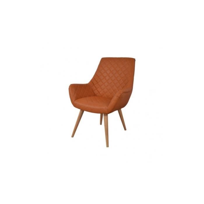 Fauteuil vintage simili cuir marron Relax
