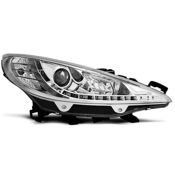Paire de feux phares Peugeot 207 06-12 Daylight led chrome