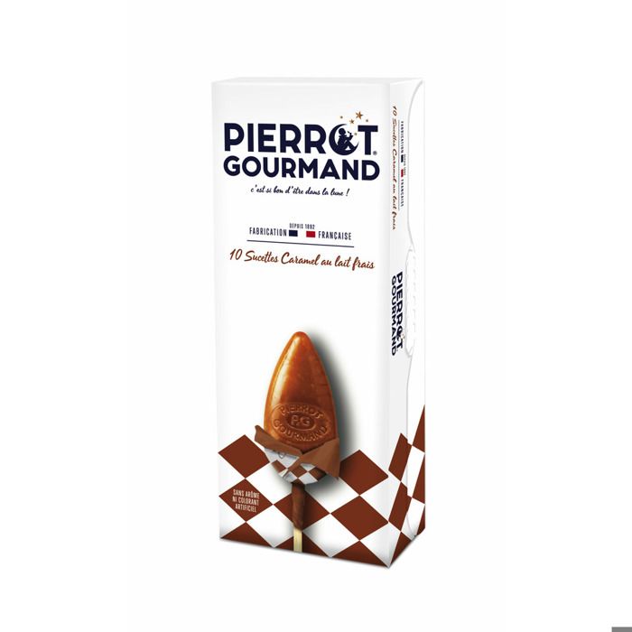 Hellocandy 2 X Etui De 10 Sucettes Pierrot Gourmands Au Caramel 130gr