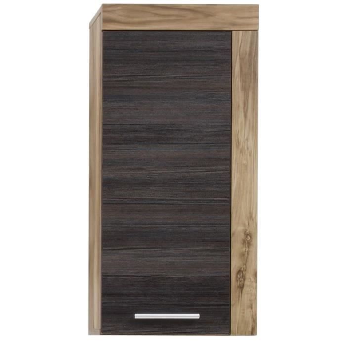 Colonne murale pour salle de bain coloris chêne et gris foncé L. 36 x P. 23 x H. 79 cm collection Rohrdorf Gris, Marron