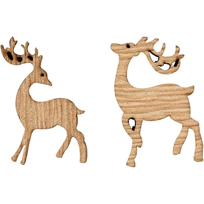 Découpe laser de rennes en bois de placage. Set de 2 designs. réf 50067