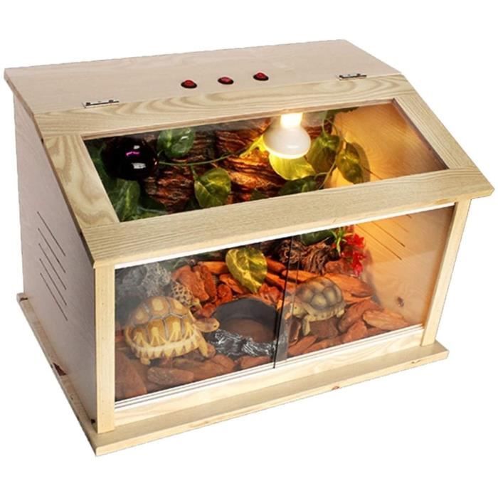 Maisons de Reptiles Acrylique pour Pet Shop Box,Lézard Hérisson Hamster Garder Au Chaud Terrarium Tortue en Bois Serpent Vill 137