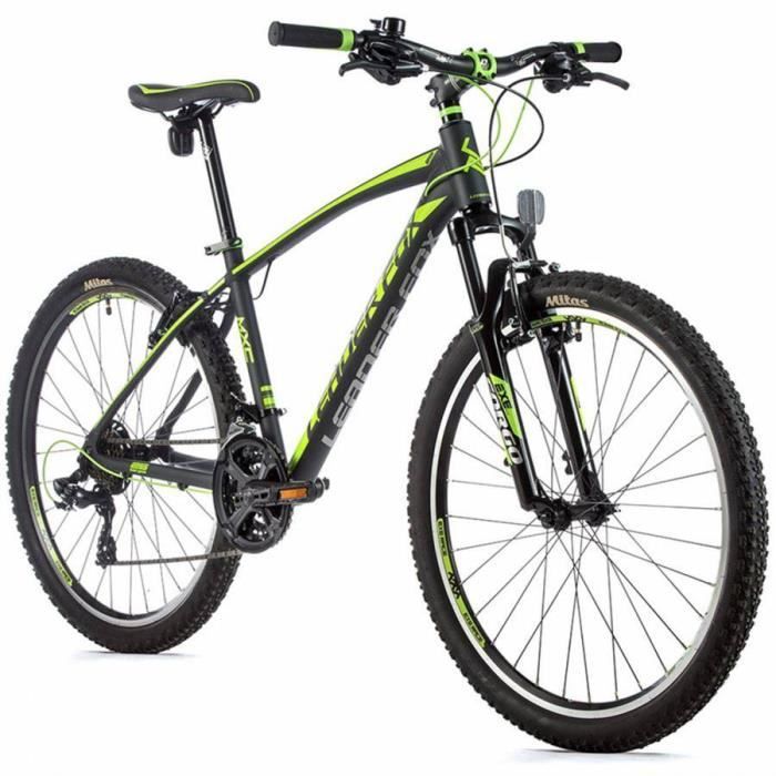 Velo musculaire vtt 26 leader fox mxc 2022 homme gris mat-vert 8v cadre 14 pouces (taille adulte 150 à 158 cm)