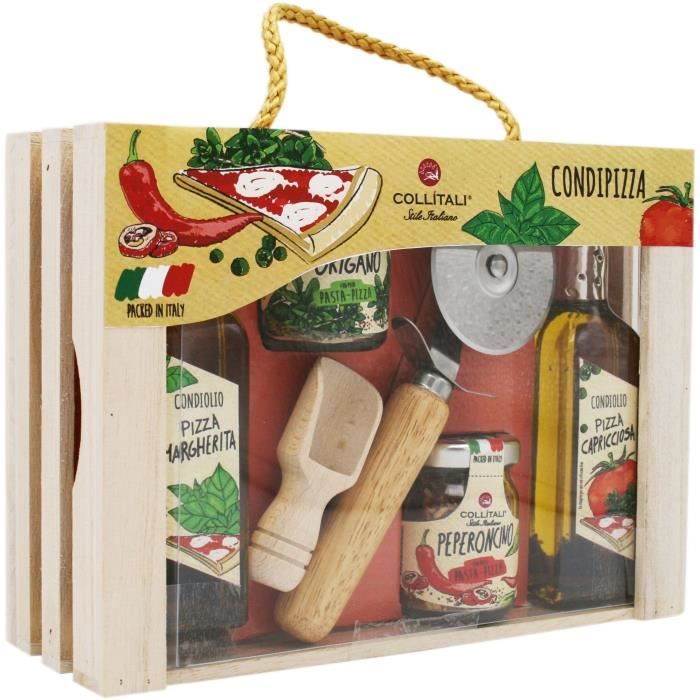 COLLITALI CAGETTE PIZZA, huile olive Capricciosa 100, huile olive Margherita 100, origan 8 g, piment 18 g, couteau, cuillère