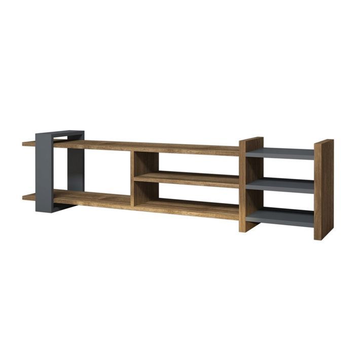 Meuble TV design Zeyna - L. 156 x H. 40 cm - Gris anthracite