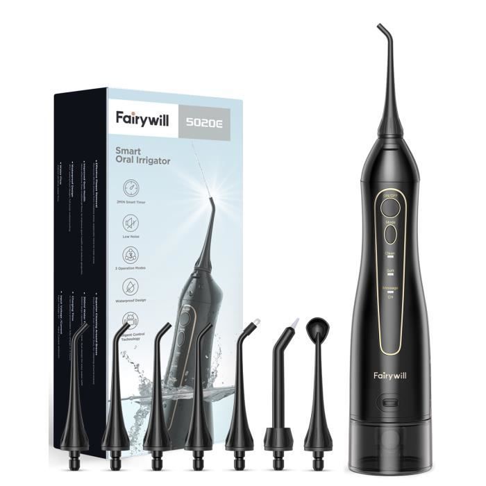 Fairywill Hydropulseur dentaire jet Irrigateur oral dentaire professionnel portable sans fil, Irrigateur avancél sans Fil cadeau