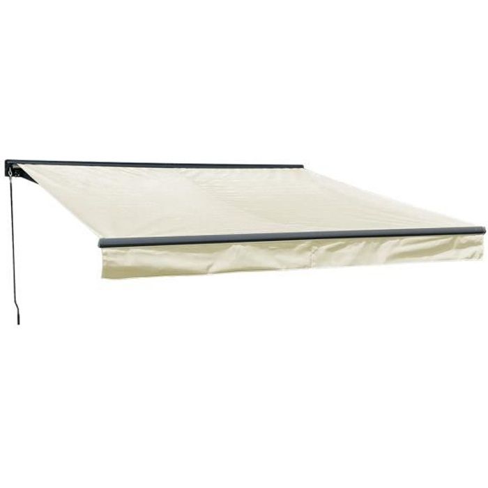 Store banne SAULE 3,5 × 3m avec semi-coffre - Toile beige et structure grise 3,5x3m Beige