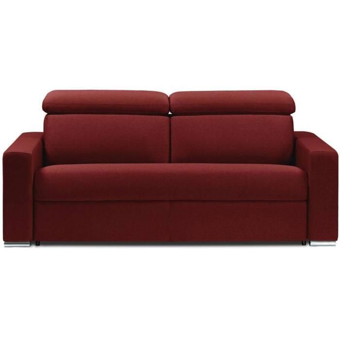 Canapé convertible PASSION matelas 16cm système express sommier lattes 120cm microfibre bordeaux bordeaux Tissu Inside75