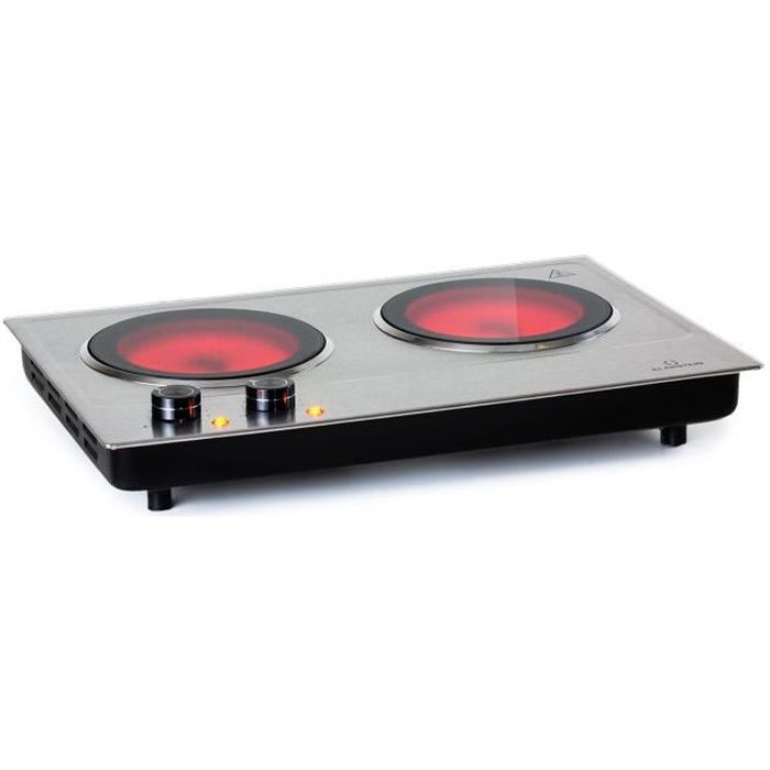 Plaque de cuisson double - Klarstein Ramsey - 2400W - 11 niveaux - vitrocéramique - Argent