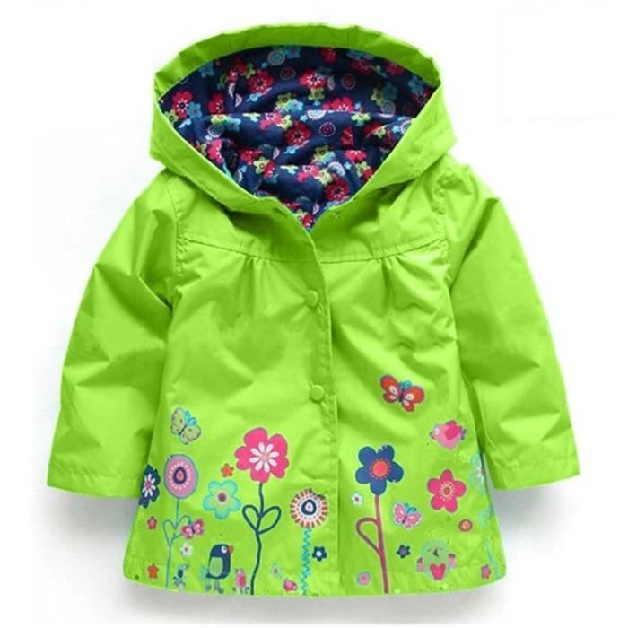 Enfant Manteau Imperméable à Capuche Fille Manteau de Pluie imperméable avec capuche