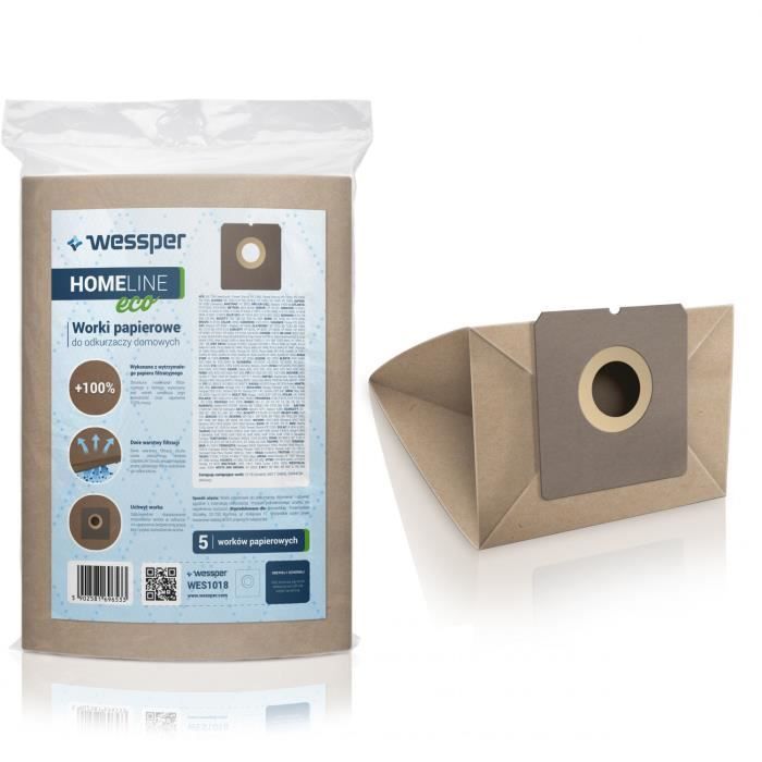 Wessper Sacs aspirateur pour Solac AB 2600, 5 pièces, papier