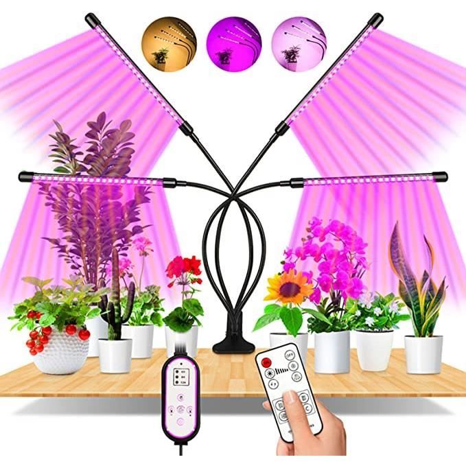 Lampe plantes 360°Oricean 80 LED avec Spectre Complet Minuterie 4H/8H/12H Lampe Horticole 4 Têtes