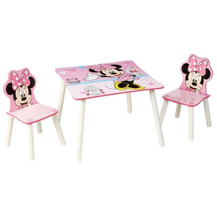 Ensemble table et 2 chaises pour enfant motif Disney Minnie