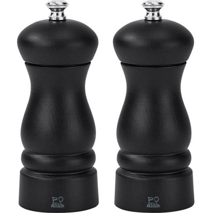 Peugeot - Clermont Duo moulins Poivre et Sel bois noir 13 cm Noir