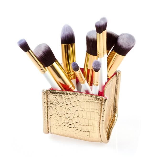 Alligator motif maquillage brosse titulaire de stockage cas organisateur de boîte (or) COFFRET DE MAQUILLAGE