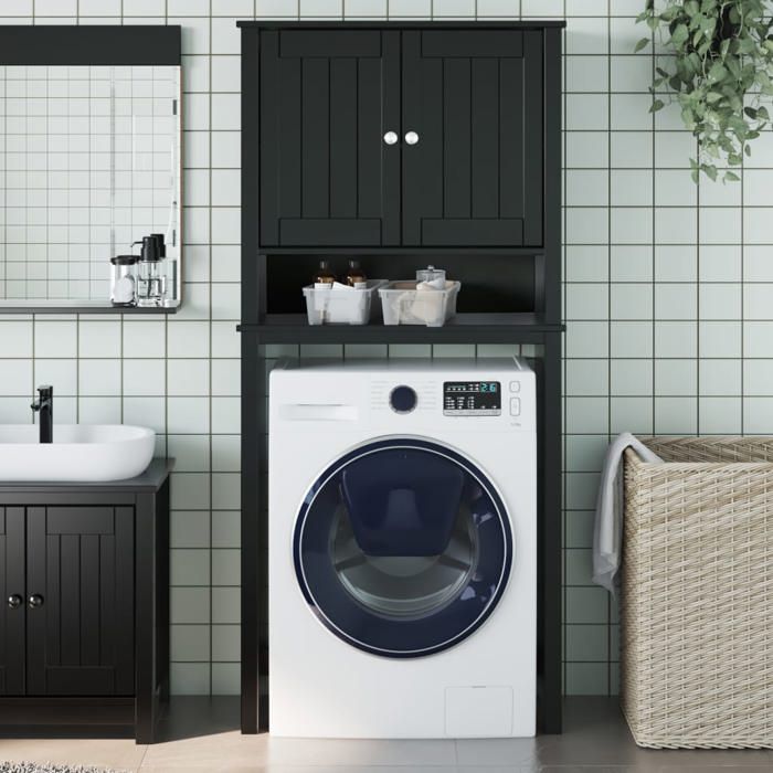 vidaXL Armoire pour machine à laver BERG noir bois massif 358557