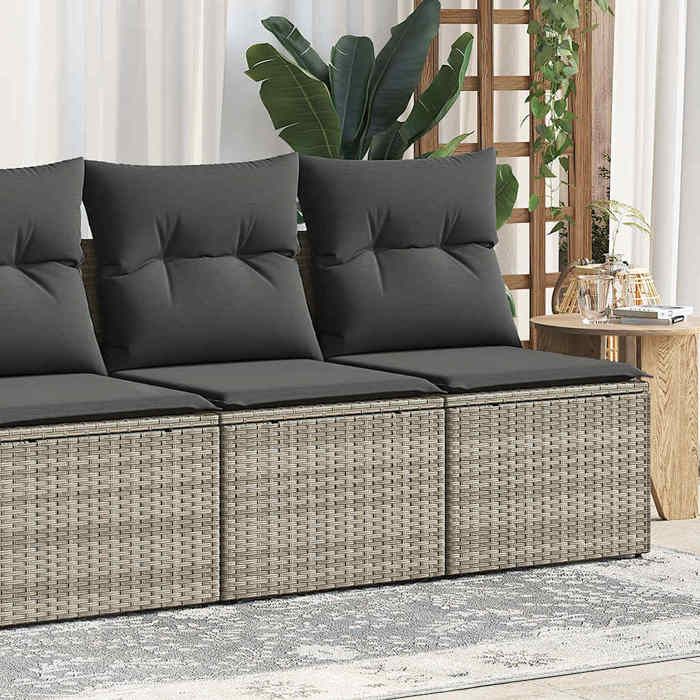 vidaXL Salon de jardin 2 pcs avec coussins gris clair polyrotin acacia 3325248