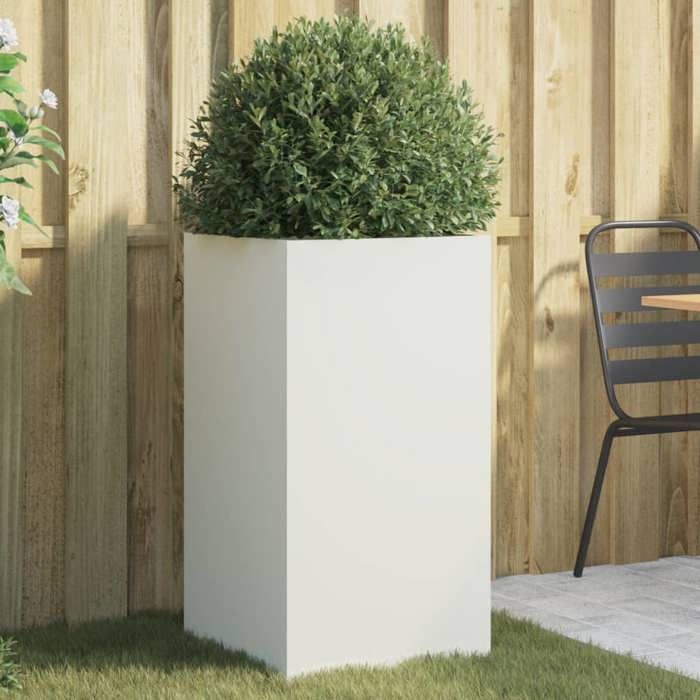 vidaXL Jardinière Bac à Fleurs Pot de Plantes Boîte à Fleurs Jardinière Surélevée de Jardin Patio Terrasse Blanc 841578