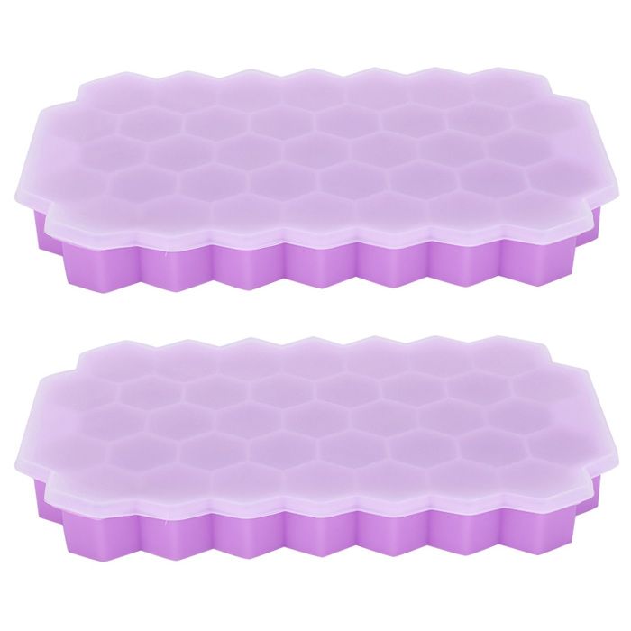 Lot de 2 bacs à glaçons anti-fuite avec couvercle, 21 glaçons - Démoulage facile grâce au Lot de 2 bacs à glaçons anti-fuite avec couvercle, 21 glaçons - Démoulage facile grâce au