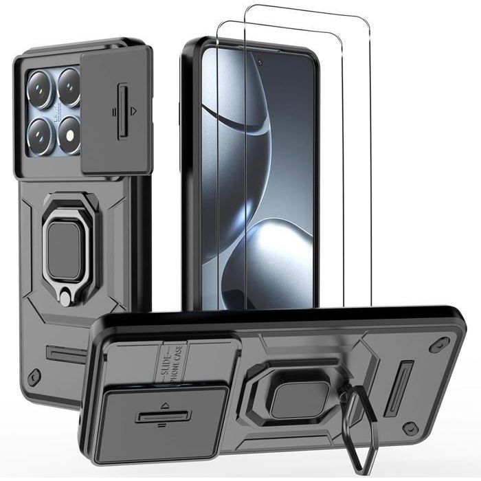 Pack Complet Protection Xiaomi 14T Pro Coque Résistante Anneau Anti Chute 2 Films Verre Trempé - vue 6