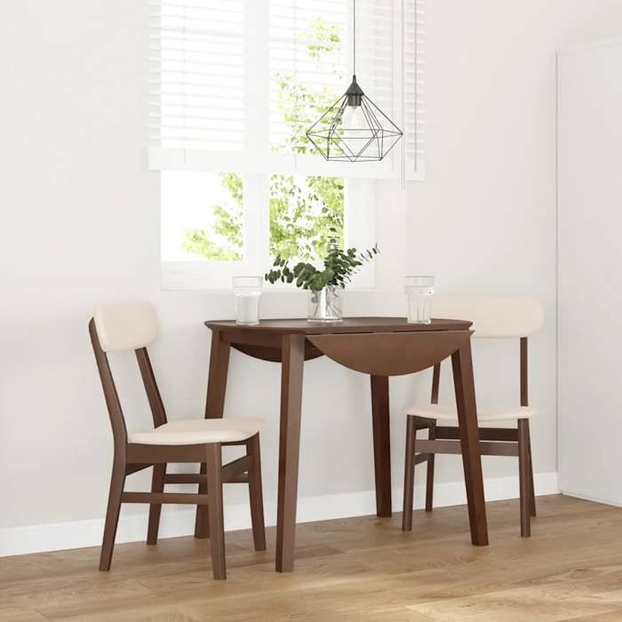 vidaXL Chaises à manger coussins 2 pcs marron bois massif caoutchouc chaise à dîner chaise chaise de salon chaises à 4102435