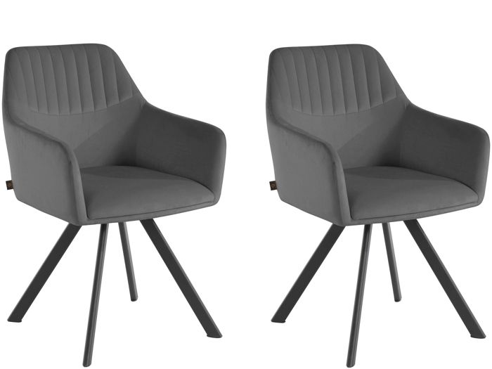 Chaises de salle à manger tapissées Ensemble de 2 en velours gris clair