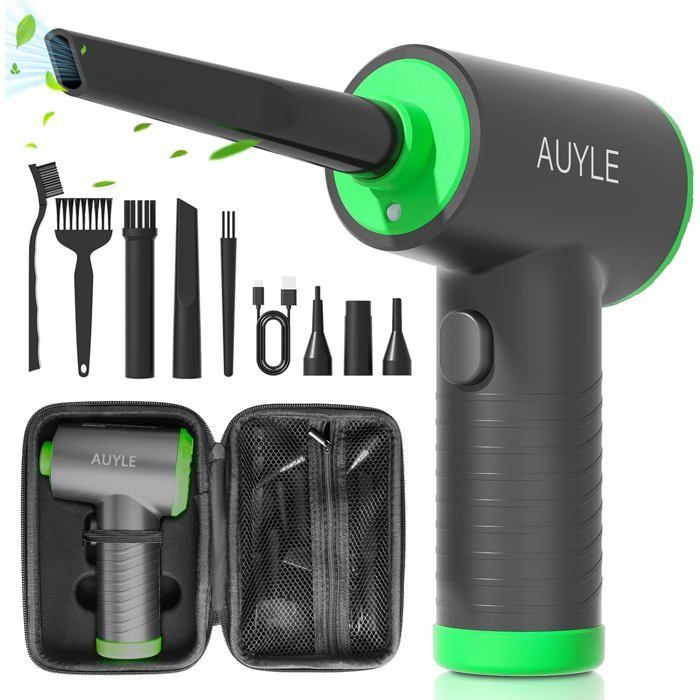 Souffleur Air Comprimé 8V Sans Fil – 110 000 Tr/min, Vitesse Réglable – Rechargeable Type-C – Pour Nettoyage PC, Voiture