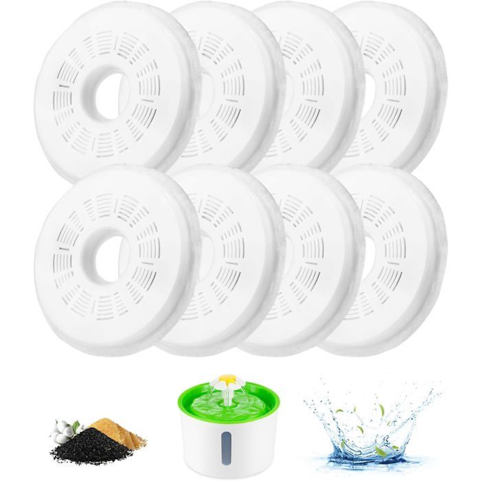 Comparer les prix de Filtre Fontaine Eau Chat ChienPack de 8 Filtres Fontaine à Eau RemplacementCat Filtres de Rechange avec la Résine et Charbon