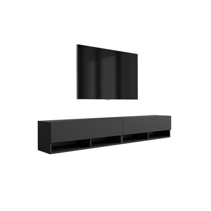 Meuble TV : (2 x 100) Noir Mat 200 × 32 × 34 cm