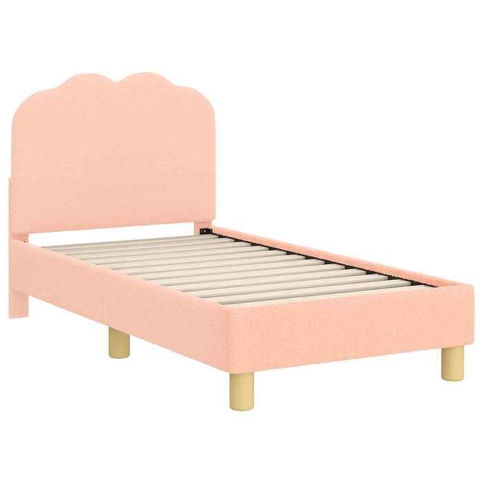 Lit pour tout-petit avec tête de lit - UU - Rose - 70x140 cm - Bois dingénierie - Poches de rangement - Design bas