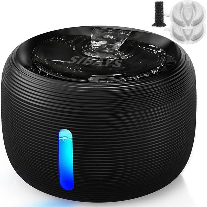 Comparer les prix de Fontaine a Eau Chat - 3 5L Fontaine à Eau pour Chat avec Pompe 25dB Ultra Silencieuse &amp  Fenêtre LED - Fontaine a Noir