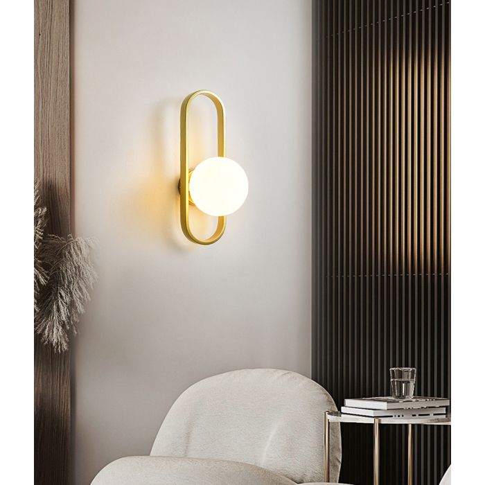 DLGLOLIN 12W LED Applique Murale Intérieur Moderne - Lampe de Chevet - Lampe Murale en Métal Doré pour Chambre -A