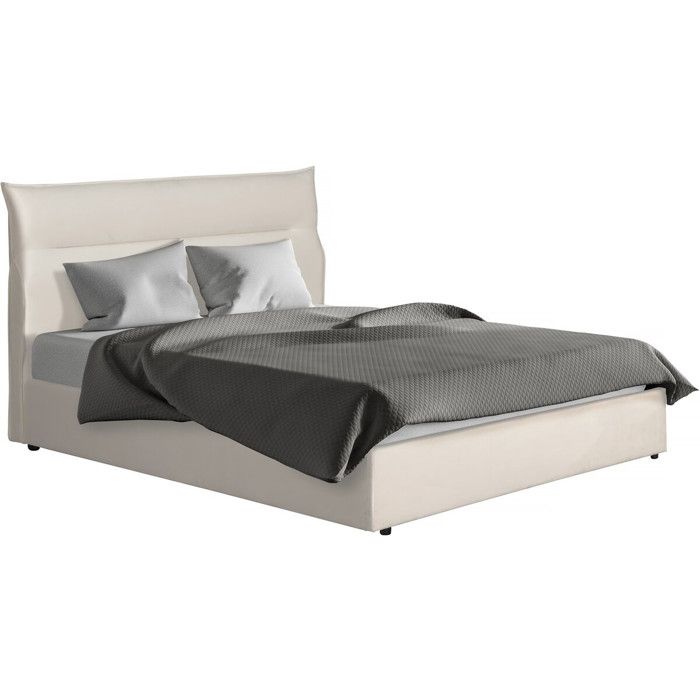 Lit avec coffre de rangement en velours Isola - 160 x 200 cm - Beige