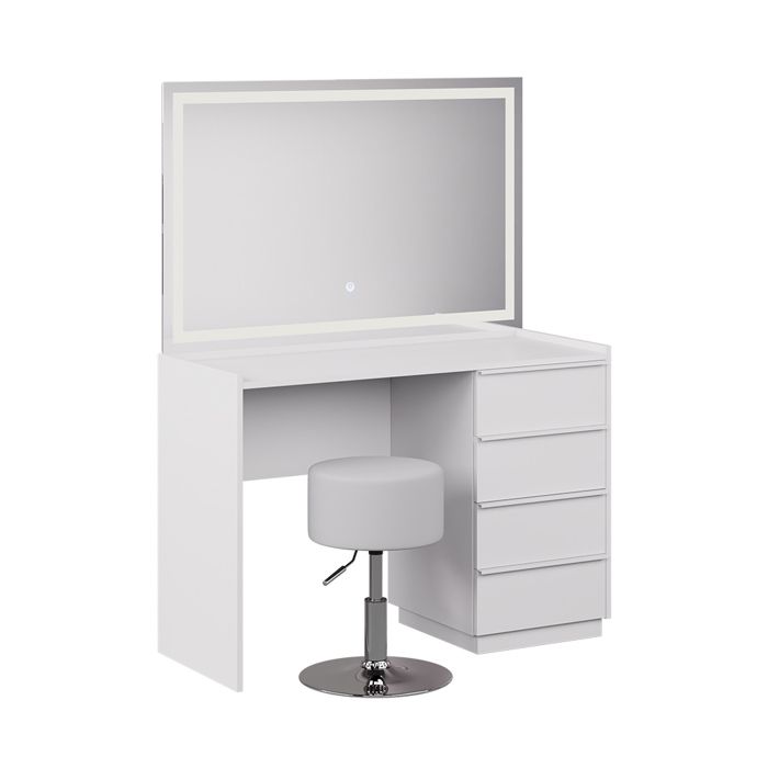 Coiffeuse Viktoria 110cm avec miroir LED et tabouret Blanc Vicco 59332
