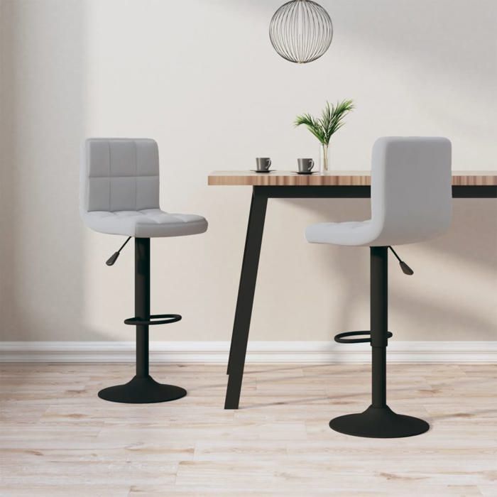 2 PCS Chaises haute Gris - Magnifique Tabourets de bar Classique pour Cuisine Café gris clair velours 7030