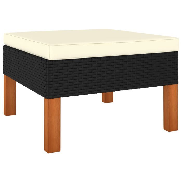 Noir Siège de jardin -  Salon de jardin 3pcs Résine tressée et bois deucalyptus massif C976