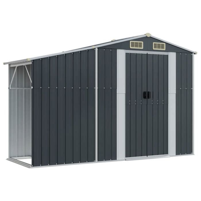 Anthracite Cabane Dextérieure - BKM - Abri de jardin anthracite 277x93x179 cm acier galvanisé_0928938