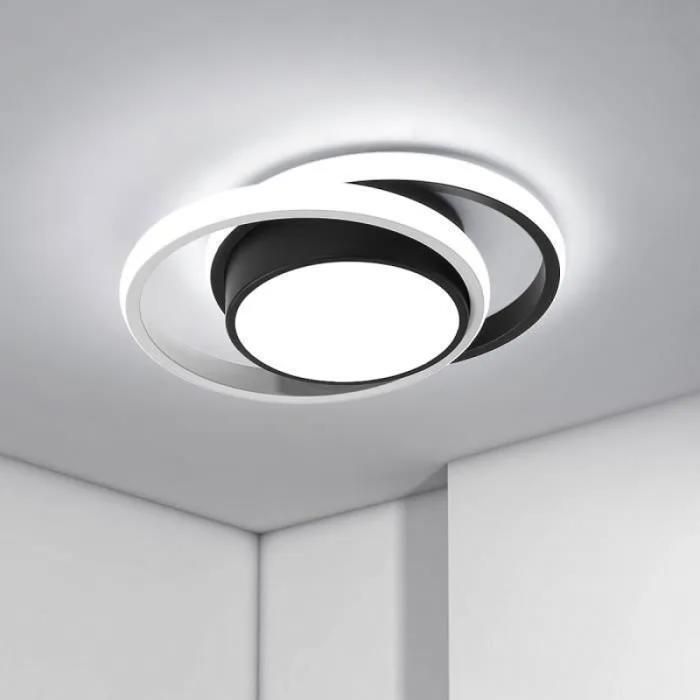 Plafonnier LED moderne 32W 6500K lumière blanche lampe noire pour chambre salon couloir cuisine (Noir) noir PLAFONNIER