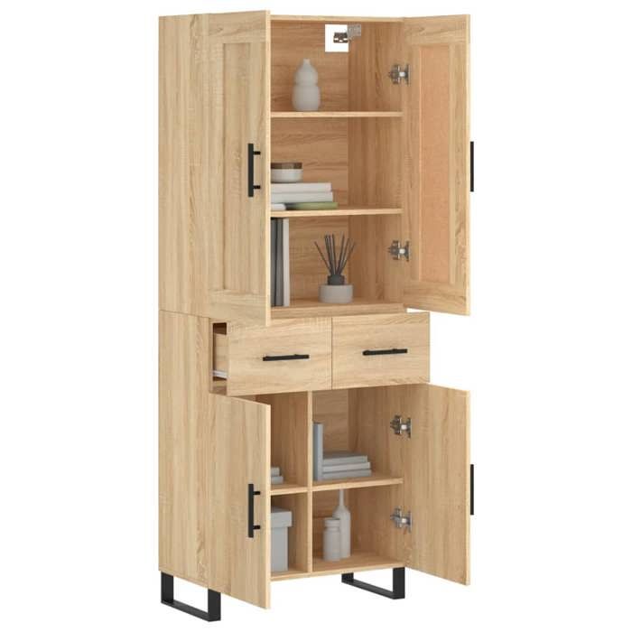 (6565)Meuble rangement - Buffet haut - contemporain - Chêne sonoma 695x34x180 cm Bois dingénierie poid:56.5 kg