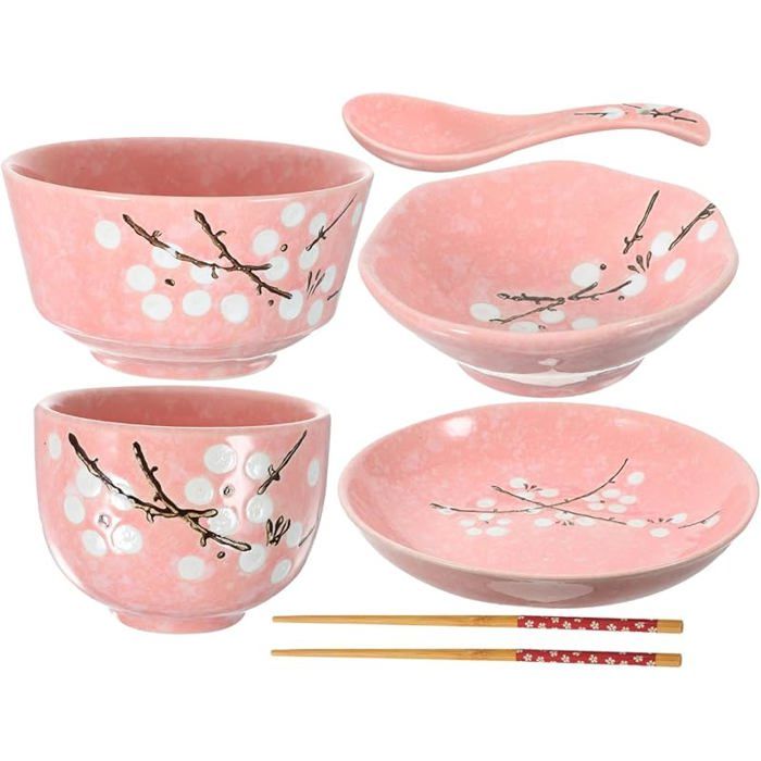 Lot de 6 assiettes es en céramique - Assiettes bols cuillères tasses - Vaisselle chinoise en céramique pour salade SALADIER