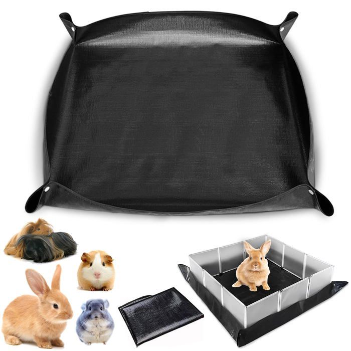 1 PCS Tapis parc imperméable animal 150x100cm noir enclos lapin réutilisable furet petit animal Lumiryn