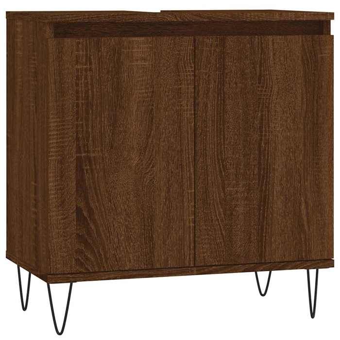 Armoire de Bain - vidaXL - meuble de salle de bain - bois dingénierie - chêne marron - 58 x 33 x 60 cm - 2 portes{pes26k}