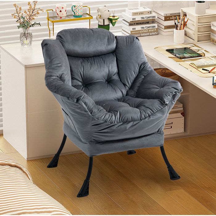 Fauteuil de relaxation avec poche latérale et soutien de la nuque - ELVMI - structure en métal tissu gris foncé