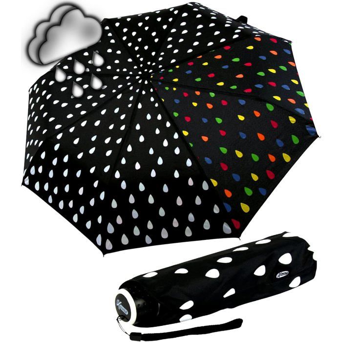 mini parapluie de poche femme  - changement de couleur à la pluie - ultra léger 210 g - ouverture manuelle