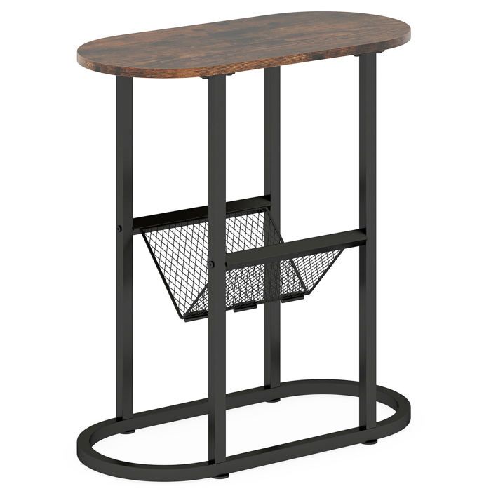 2 niveaux table dappoint étroite avec porte-revues bout de canapé ou chevet format gain de place